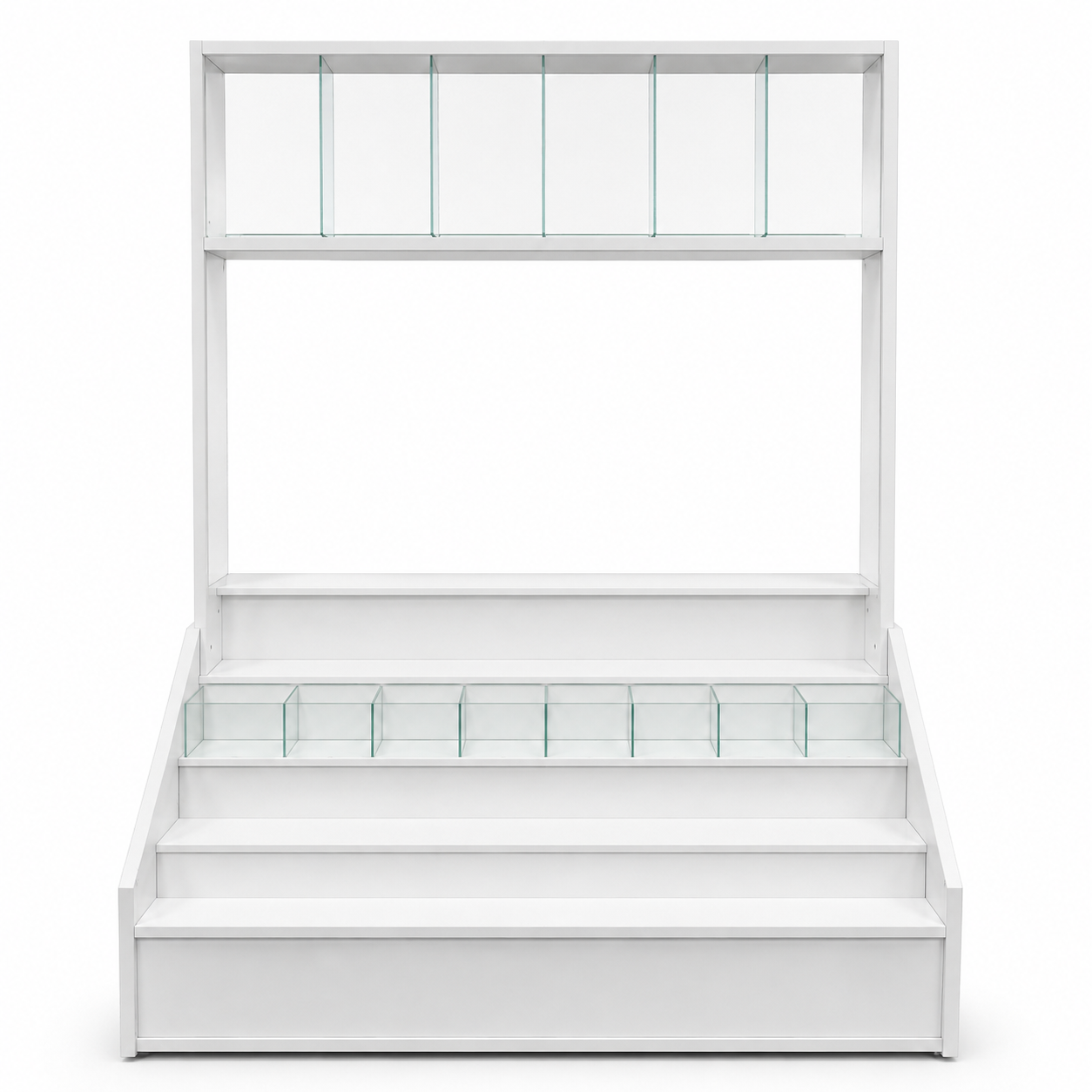 Mueble para kiosco escalonado con caramelera y cigarrera aérea